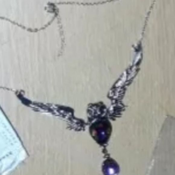 Silver Titanium and genuine Austrian rainbow crystal boho owl goth necklace new - Picture 3 of 6